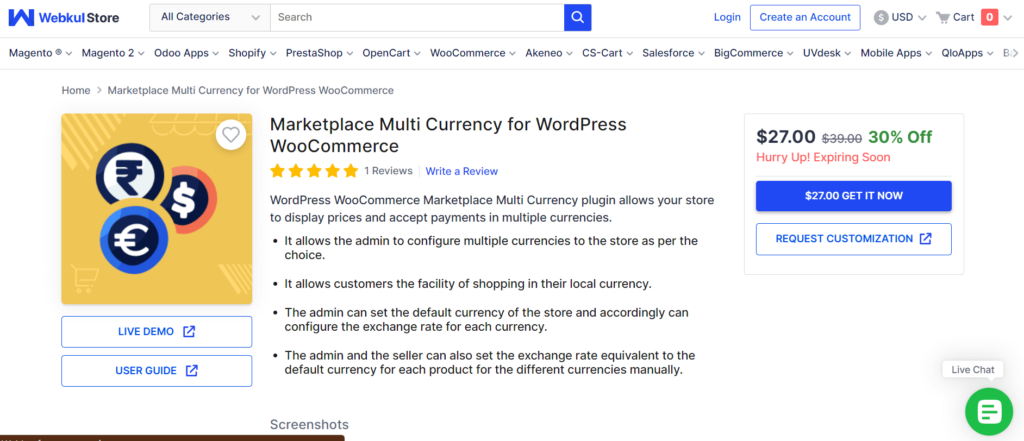 Marketplace Multi Currency for WordPress WooCommerce