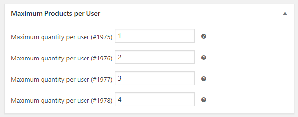 Maximum Products per User for WooCommerce - Per Product Meta Box - Variations