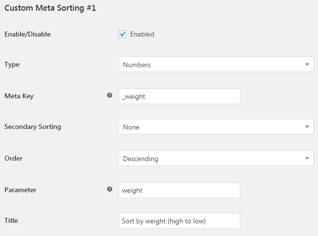 More Sorting Options for WooCommerce - Admin Settings - Custom Meta Sorting