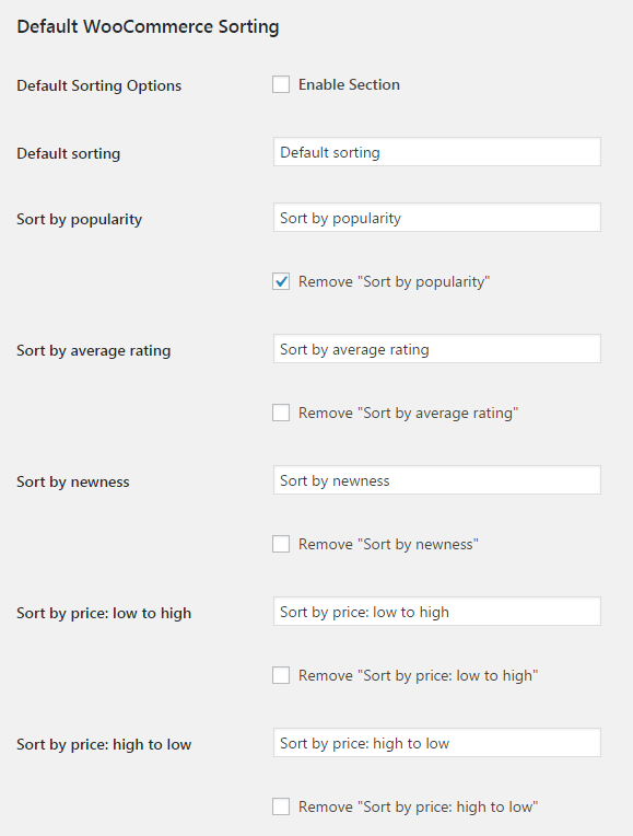 More Sorting Options for WooCommerce - Admin Settings - Default WooCommerce Sorting