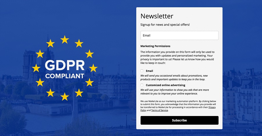 Opting in for a newsletter - GDPR compliance