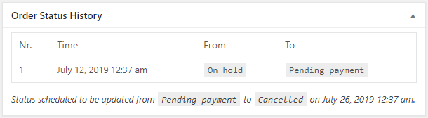 Order Status Rules for WooCommerce - Order Status History - Filled