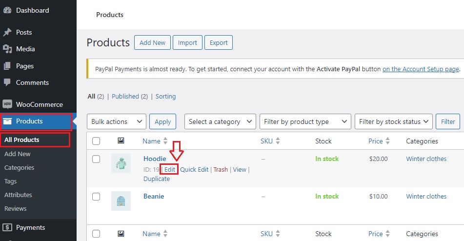 Pay What You Want Plugin WooCommerce - Go to the Product You Want to Edit