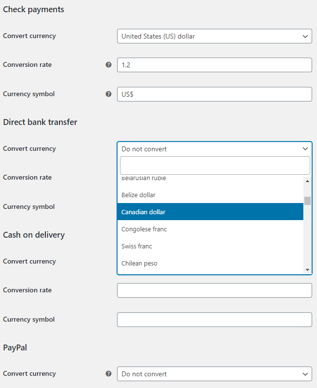 Payment Gateway Currency for WooCommerce - Convert Currency Options
