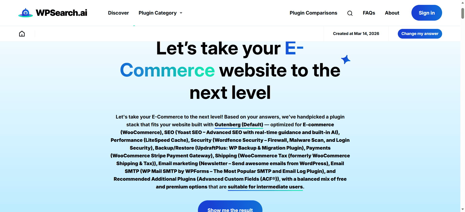 Plugin Recommendation WPSearch ai 03 14 2026 05 26 PM