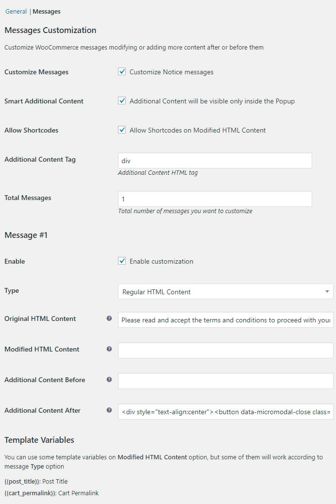 WooCommerce 的弹出通知 - admin-settings-customize-messages WooCommerce 的弹出通知 - admin-settings-customize-messages