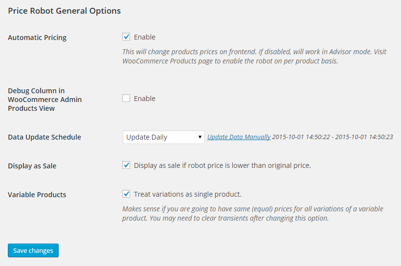 Price Robot for WooCommerce General Settings
