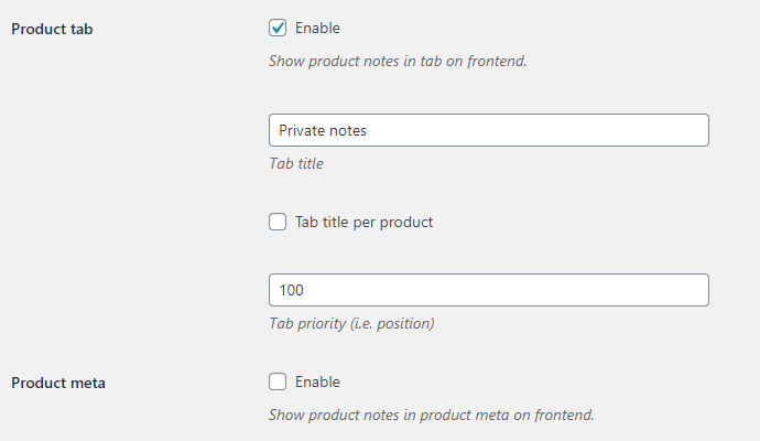 Product Notes for WooCommerce - Frontend Options