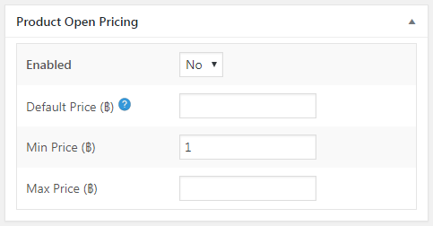 Product Open Pricing Name Your Price for WooCommerce - Admin Settings - Per product