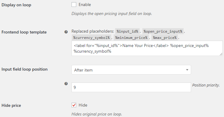 Product Open Pricing (Name Your Price) for WooCommerce - Shop Category Page Options