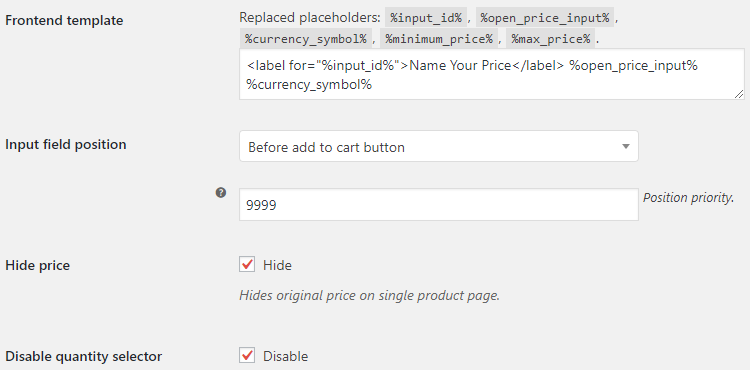 Product Open Pricing (Name Your Price) for WooCommerce - Single Product Page Options