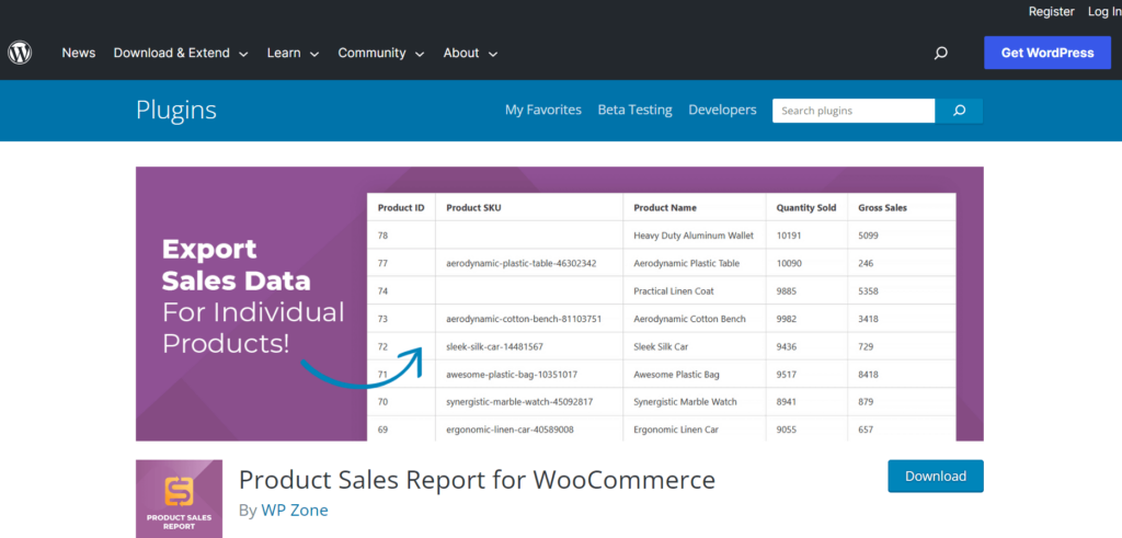 Product Sales Report for WooCommerce