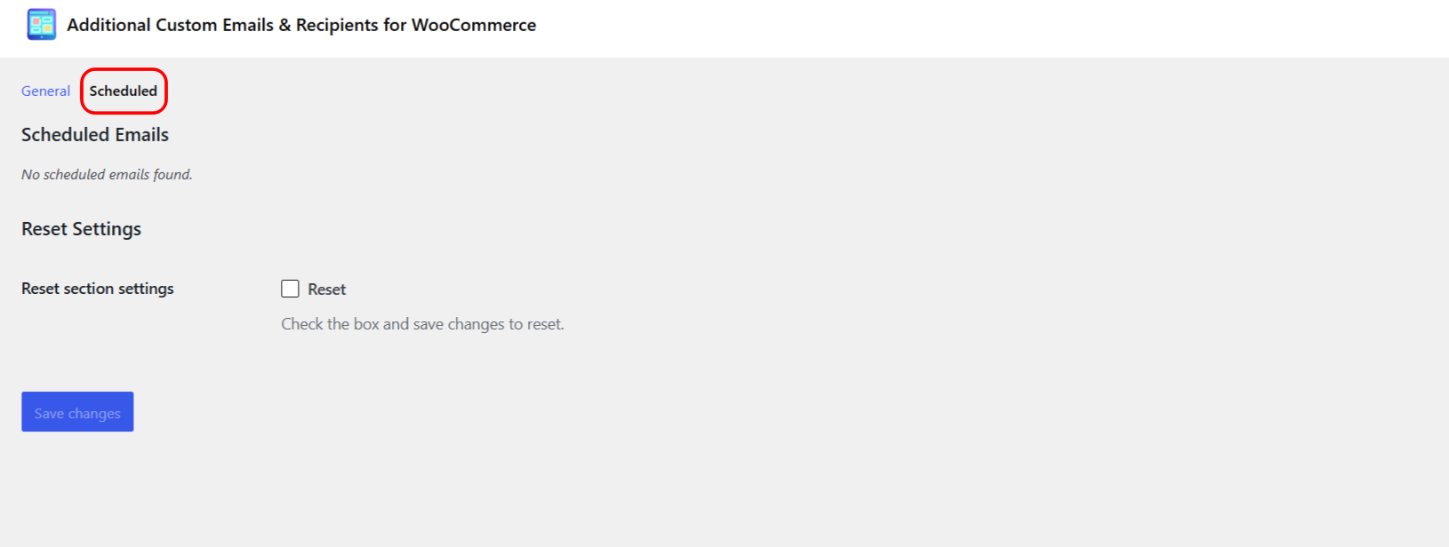 Scheduled tab listing pending delayed emails with cancel buttons