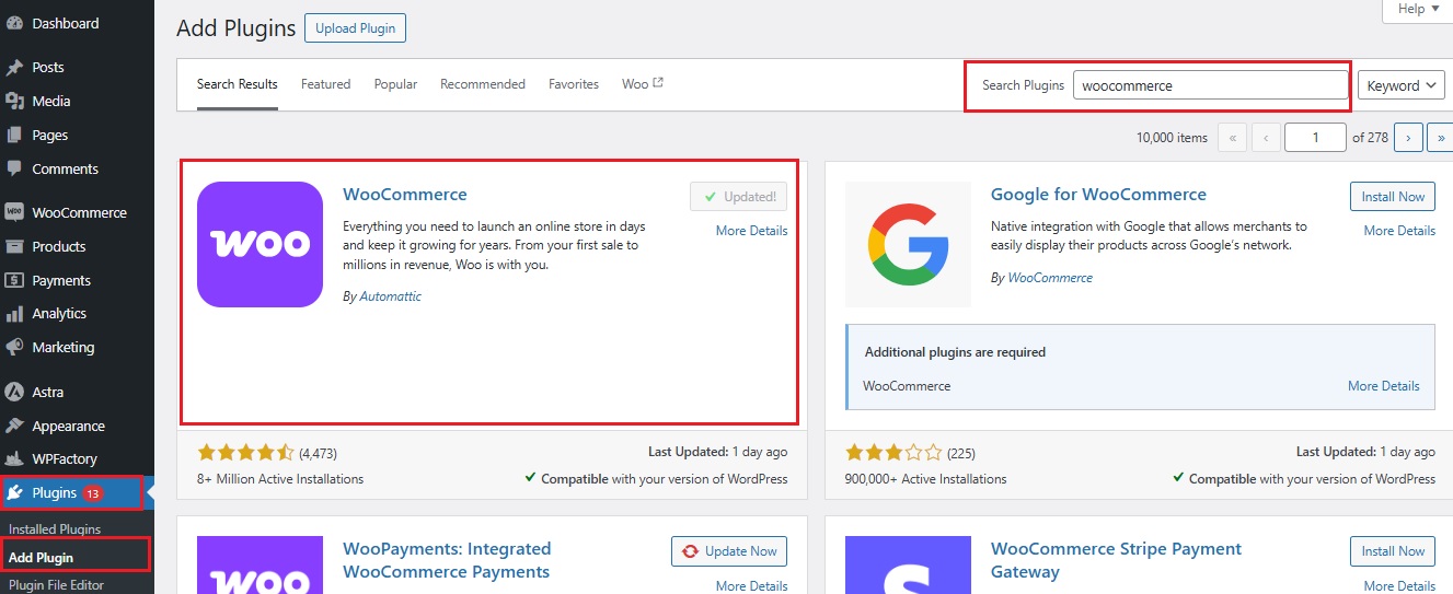Sell Digital Products With WooCommerce - Step 1 Install WooCommerce