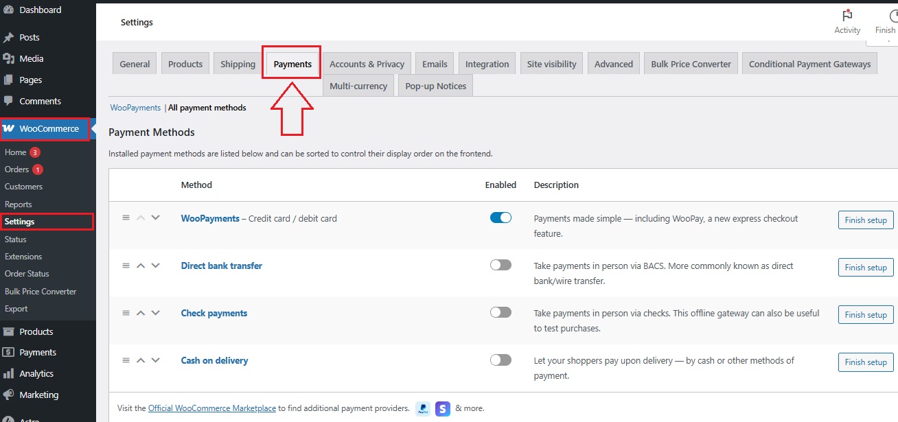 Sell Digital Products With WooCommerce - Step 2 Configure Payment Methods