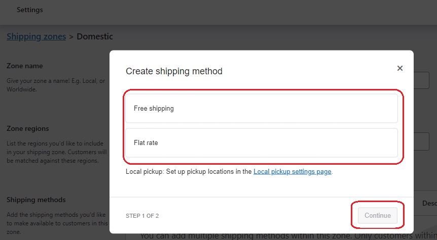 Set Up Shipping Methods 2