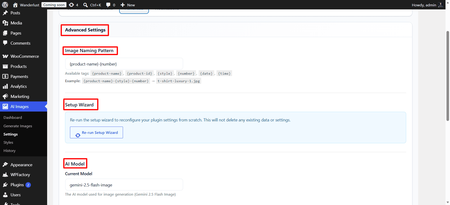 Settings ‹ Wanderlust — WordPress 4