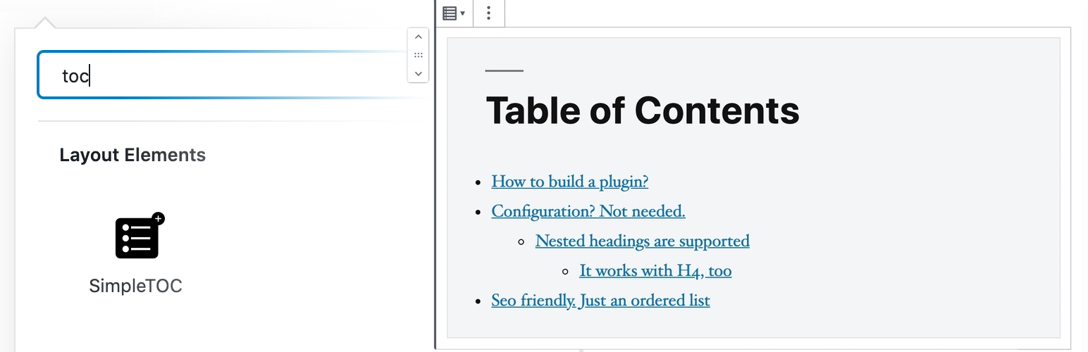 SimpleTOC - Table of Contents Block