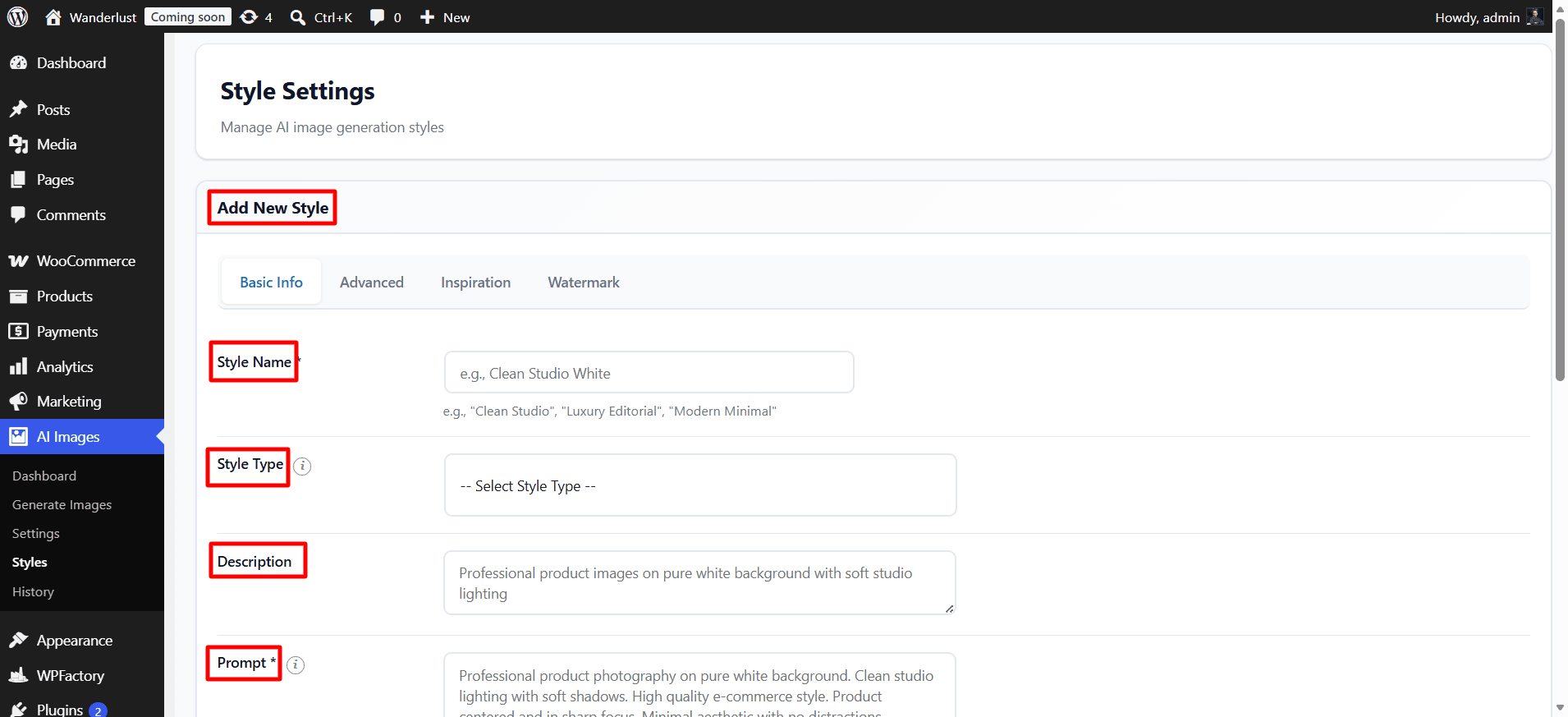 Styles ‹ Wanderlust — WordPress 1