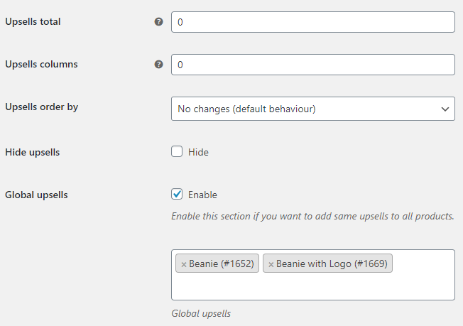 Upsells Manager for WooCommerce - General Options