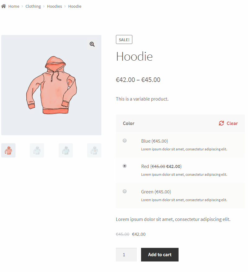 Variations Radio Buttons for WooCommerce - Frontend