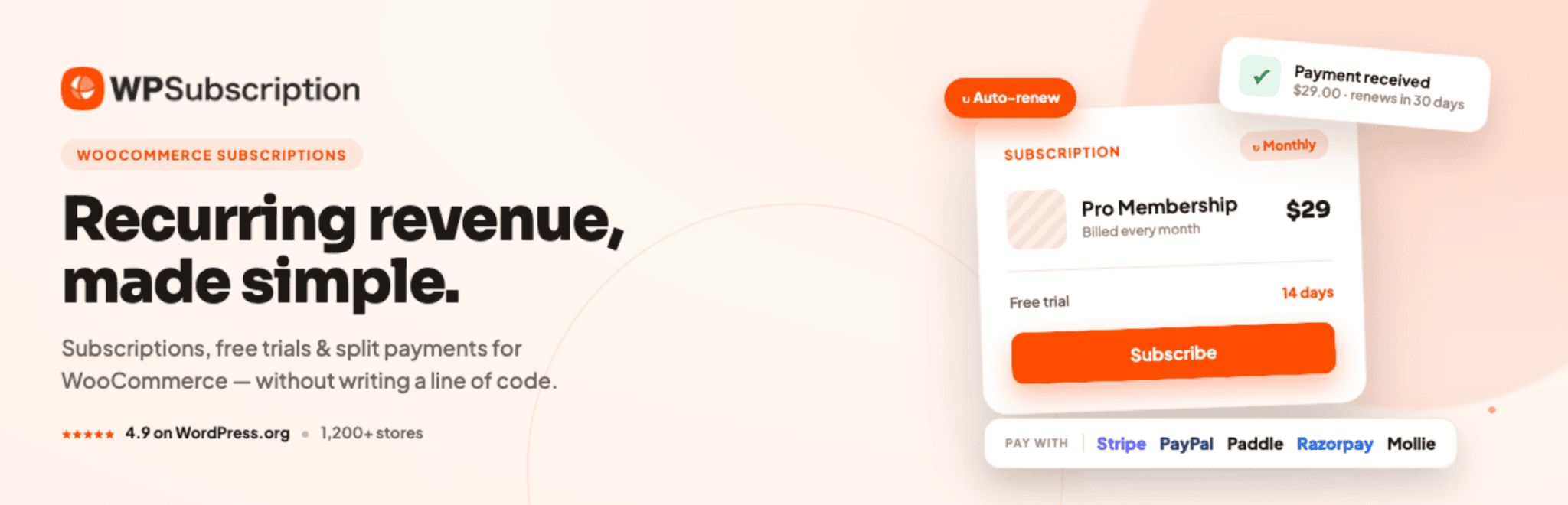 WPSubscription banner