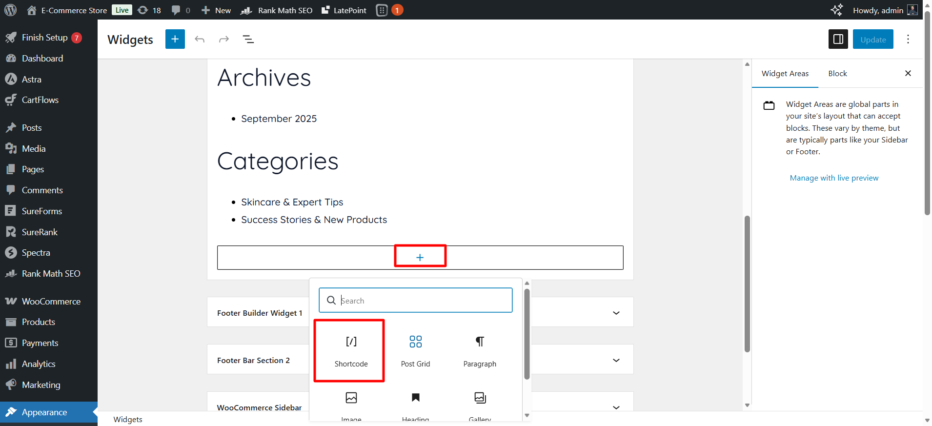 Widgets ‹ E Commerce Store — WordPress 02 09 2026 11 22 AM
