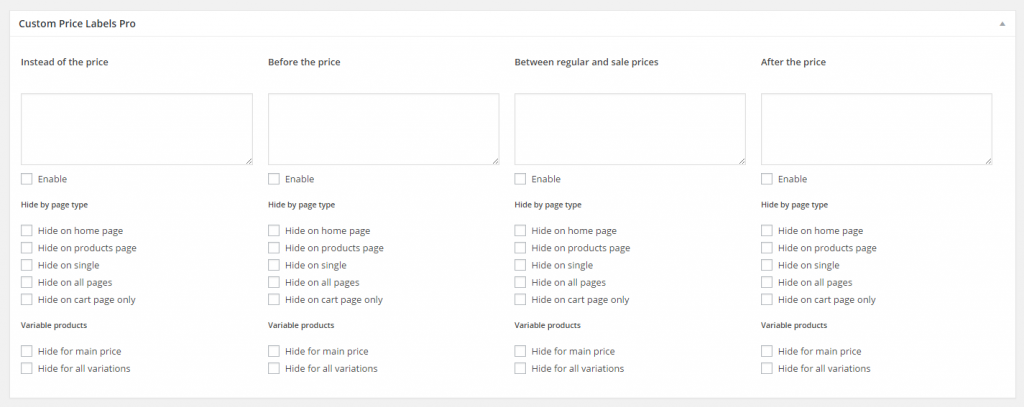 WooCommerce Custom Price Label Plugin - per Product Settings