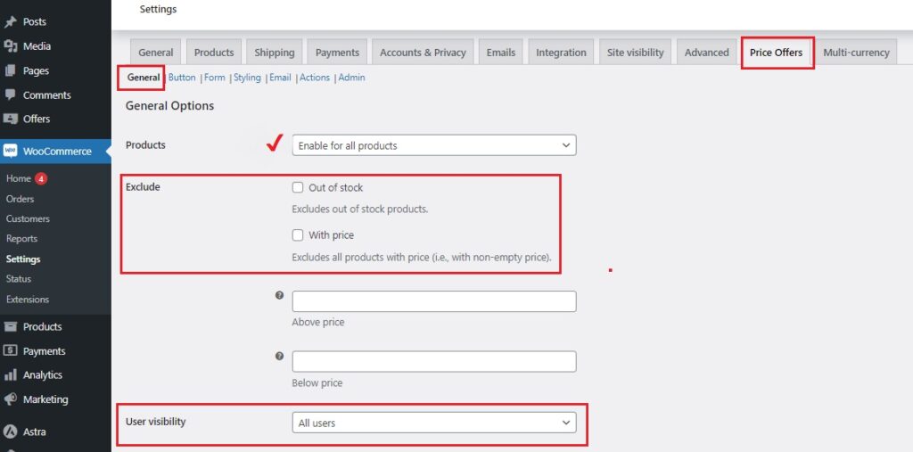 WooCommerce Open Price - General Settings