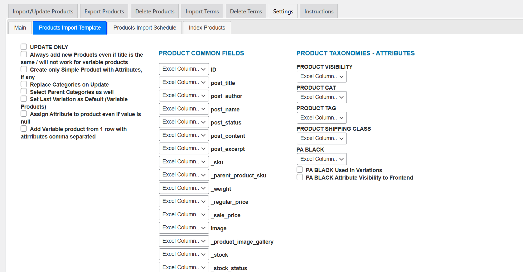 Import Export Products Excel & CSV Tool