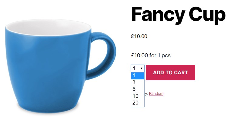 WooCommerce Quantity Control - Mug Dropdown