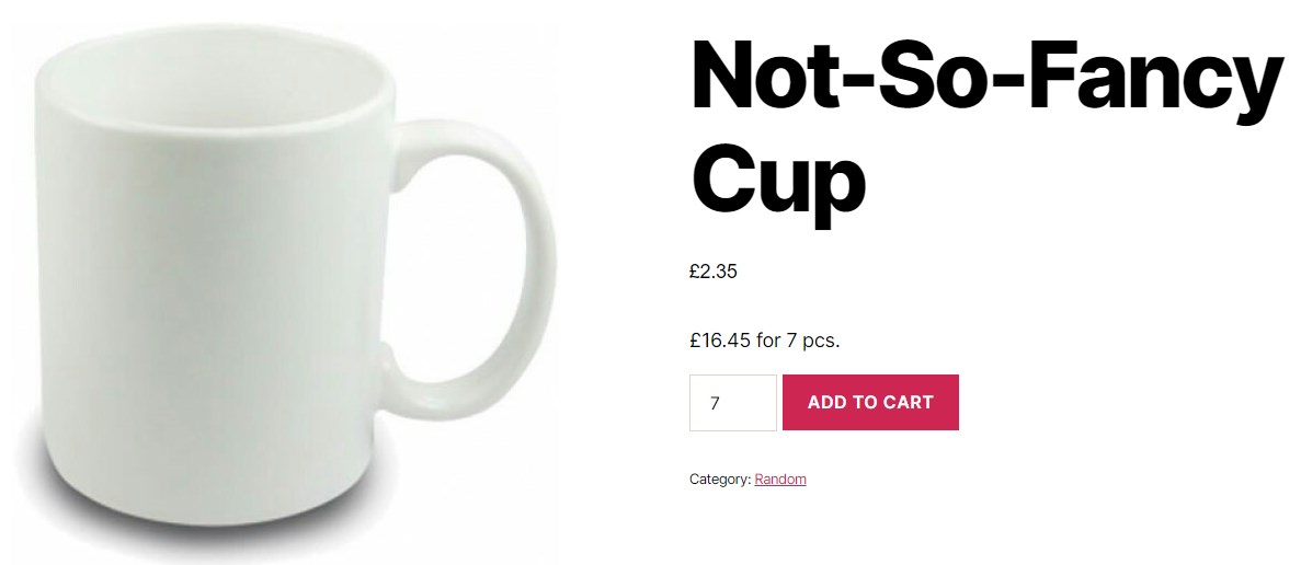 WooCommerce Quantity Control - Simple Cup Prices