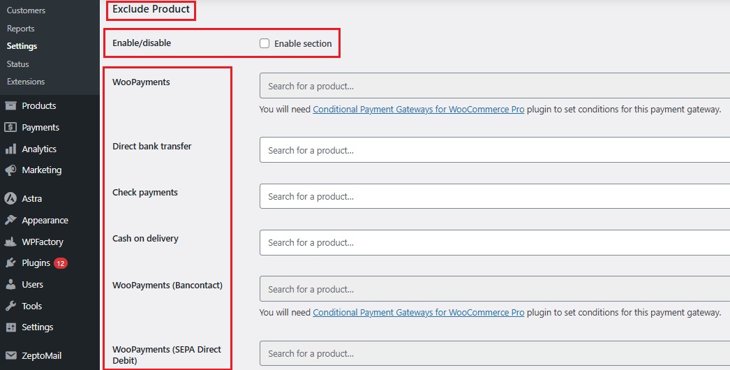 WooCommerce Restricting Payment Methods Based on a Product 2