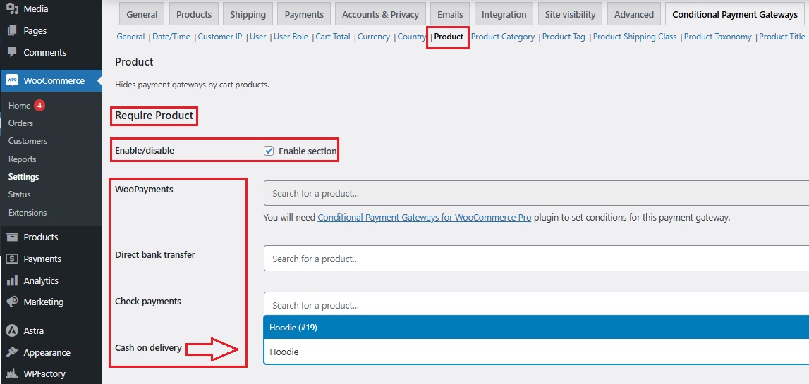 WooCommerce Restricting Payment Methods Based on a Product
