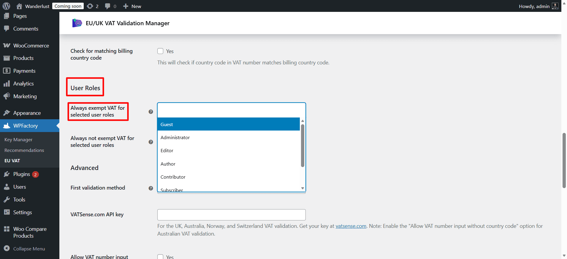 WooCommerce settings ‹ Wanderlust — WordPress 10