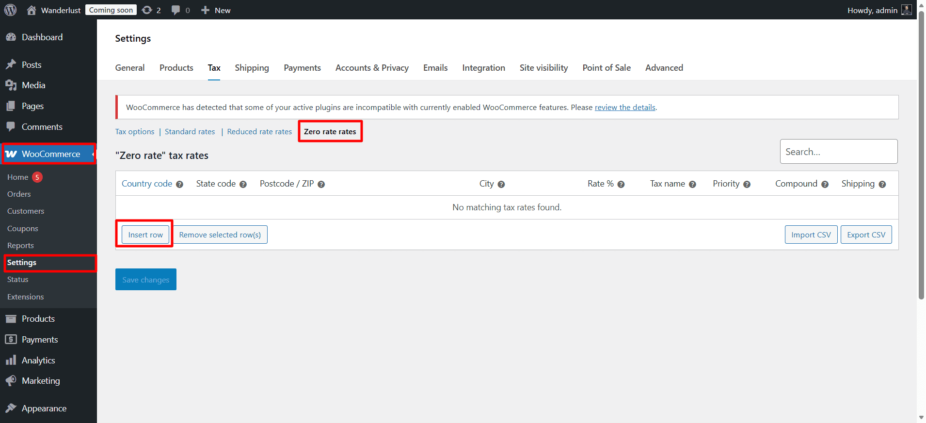WooCommerce settings ‹ Wanderlust — WordPress 11