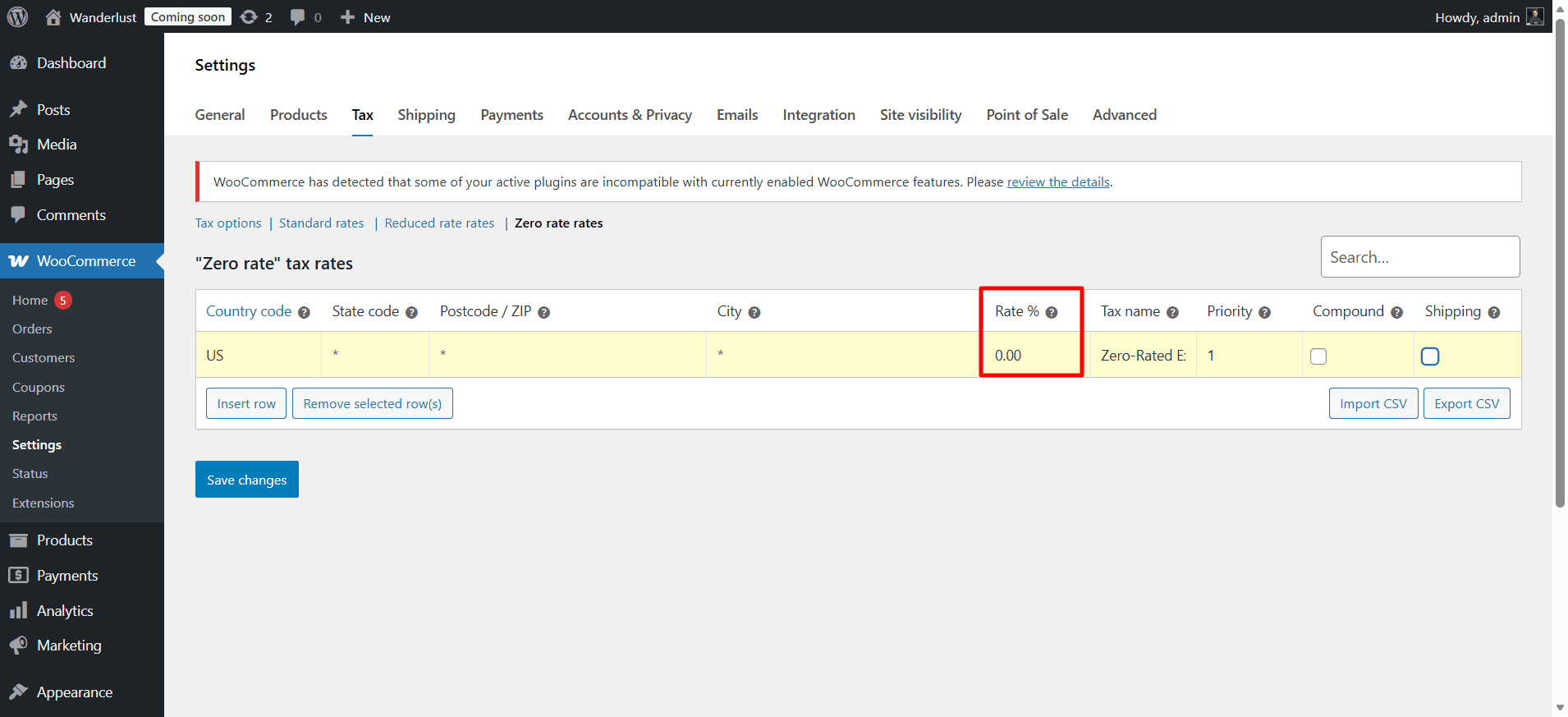 WooCommerce settings ‹ Wanderlust — WordPress 12
