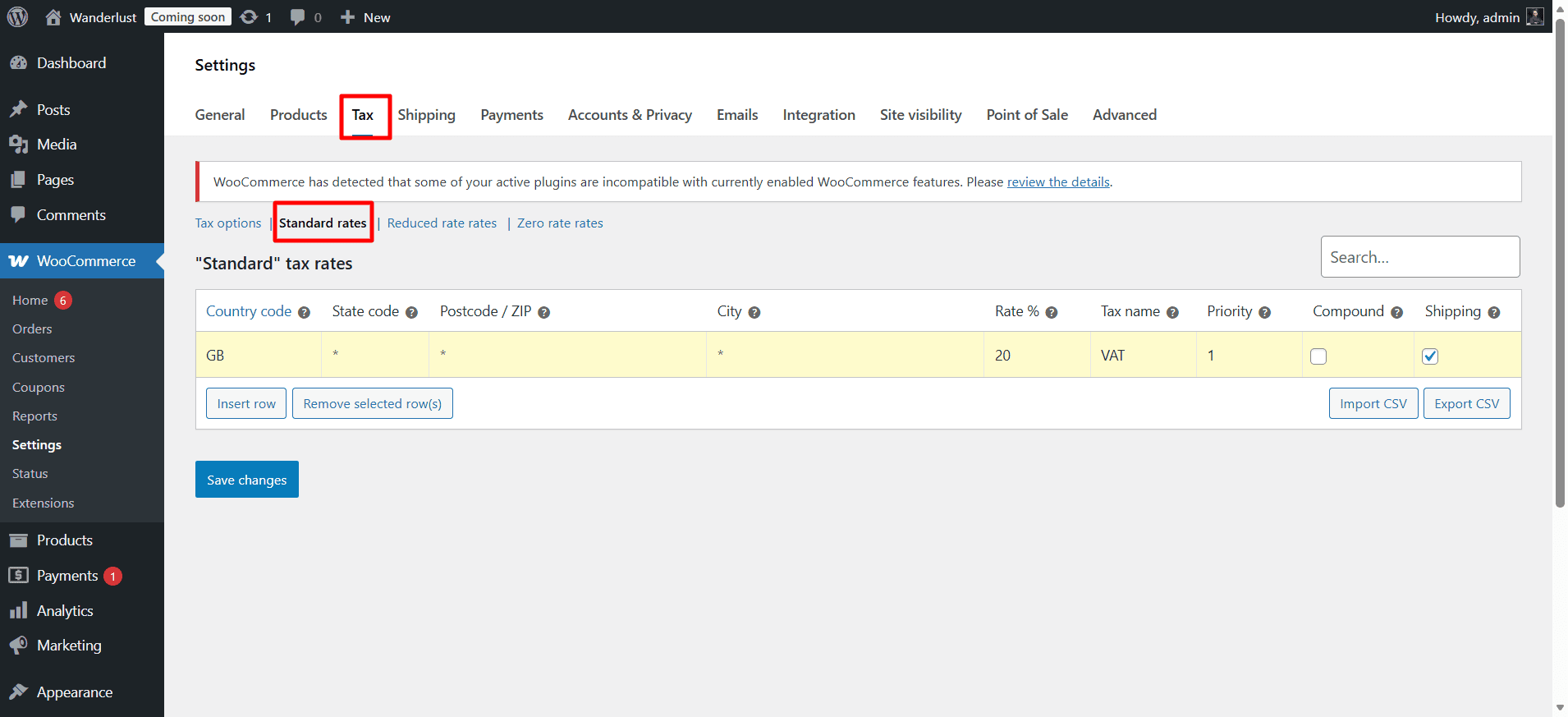 WooCommerce settings ‹ Wanderlust — WordPress 2