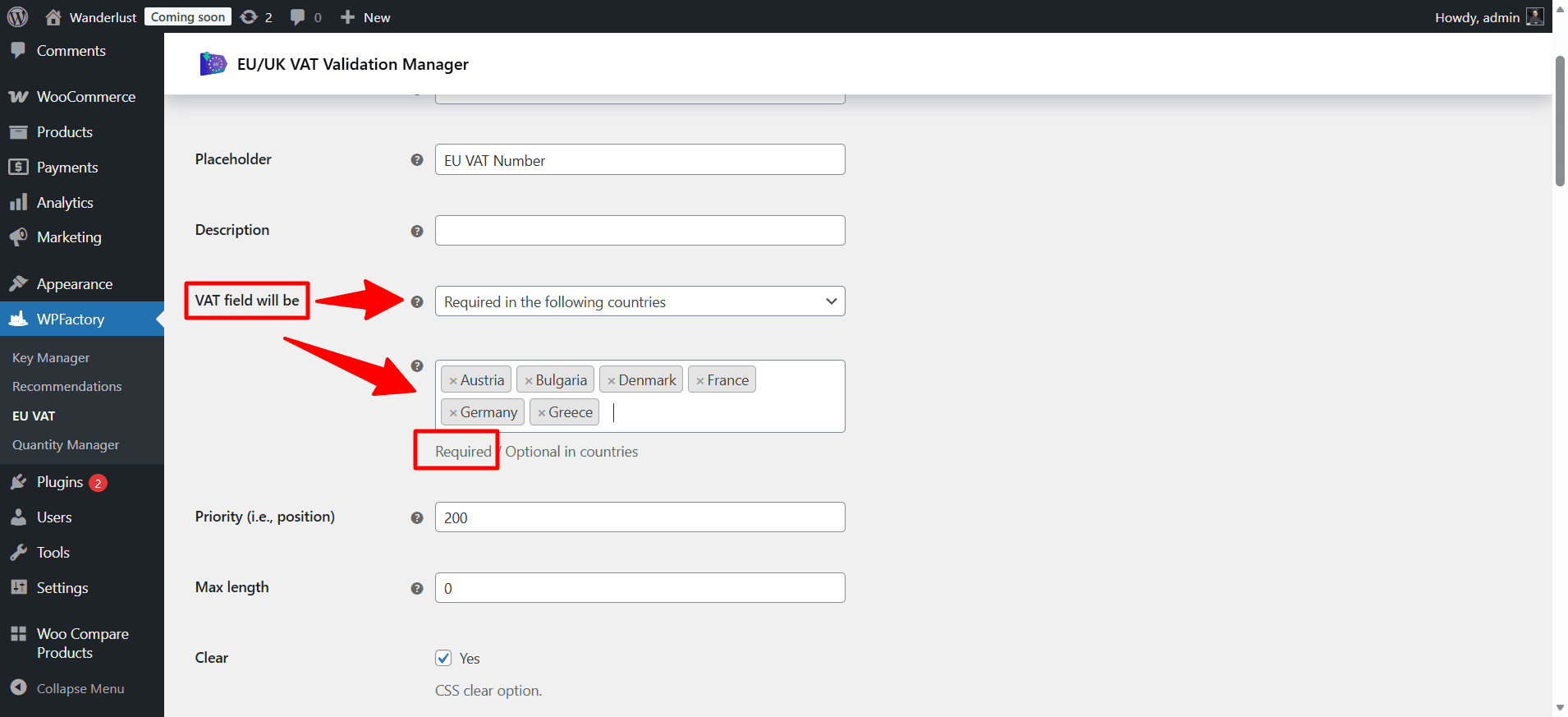 WooCommerce settings ‹ Wanderlust — WordPress 3