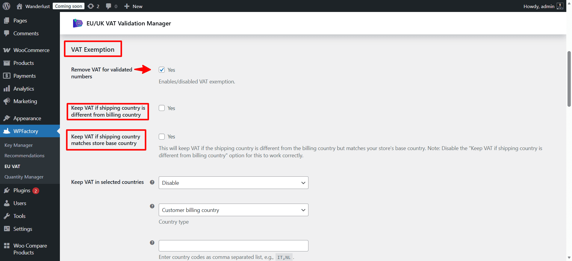 WooCommerce settings ‹ Wanderlust — WordPress 5