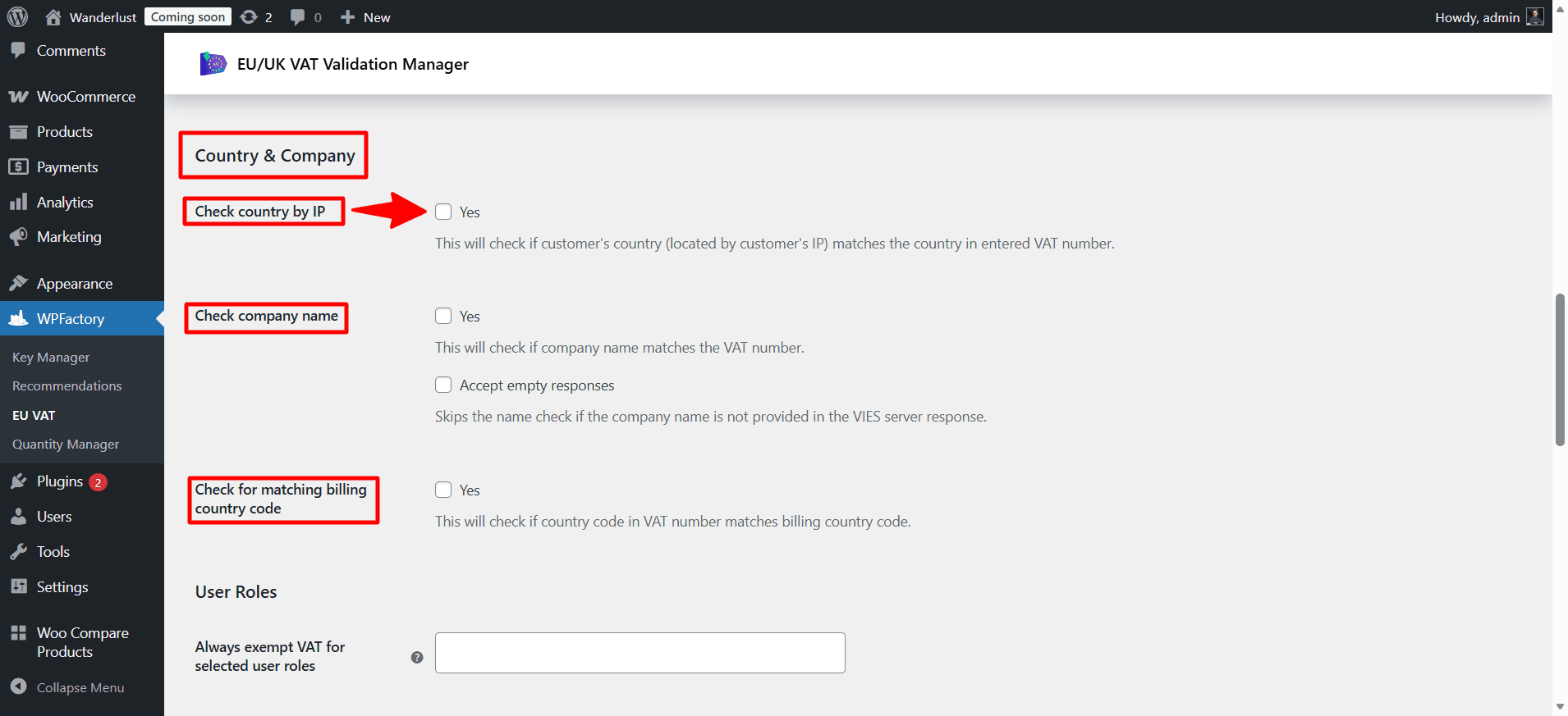 WooCommerce settings ‹ Wanderlust — WordPress 6