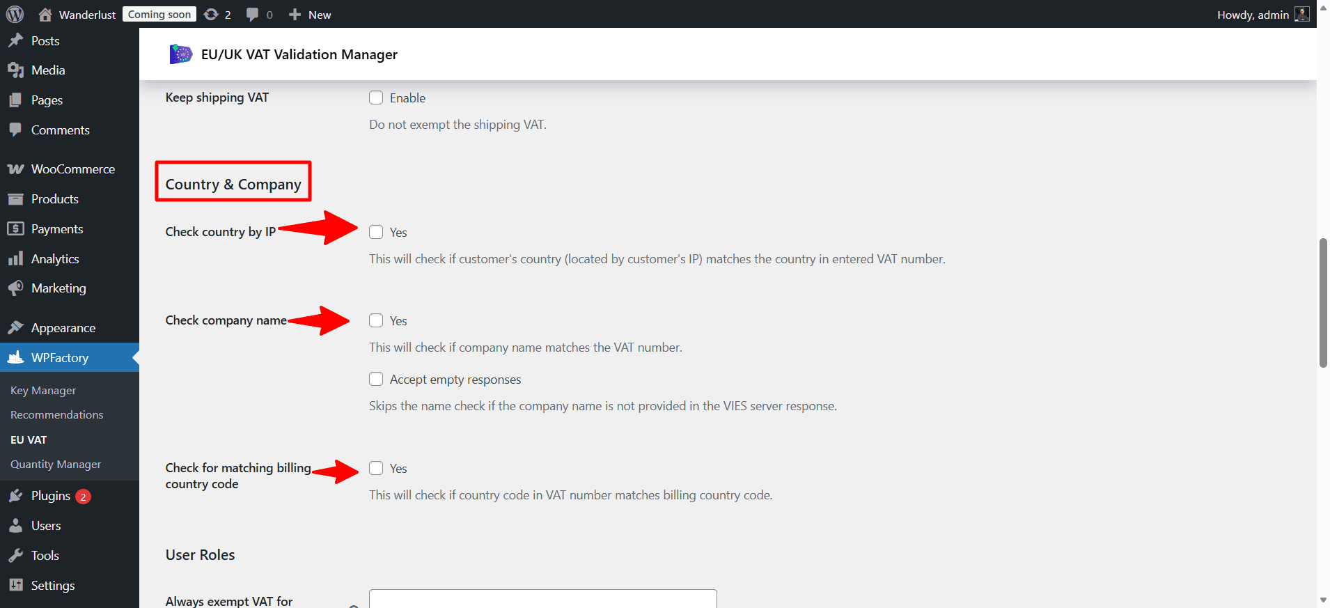 WooCommerce settings ‹ Wanderlust — WordPress 9