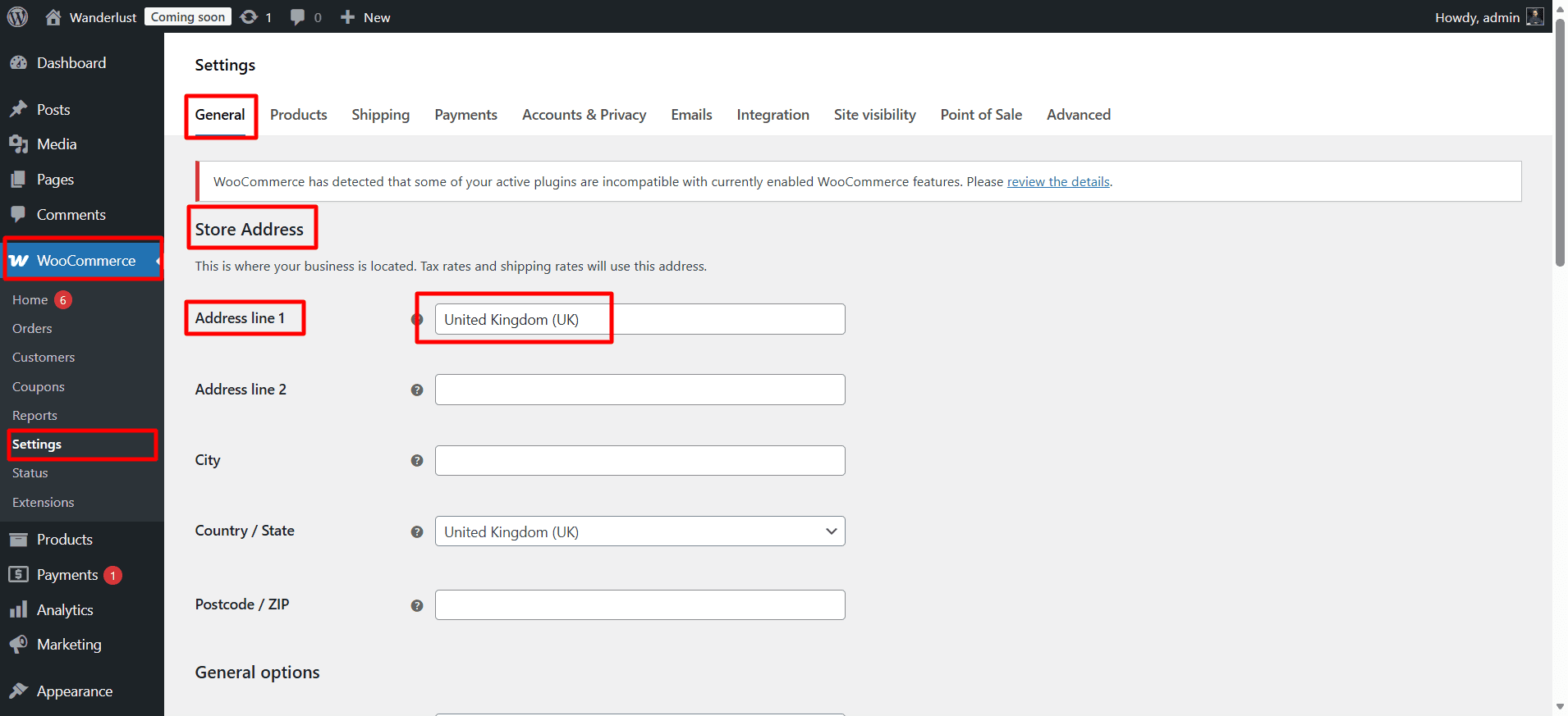 WooCommerce settings ‹ Wanderlust — WordPress