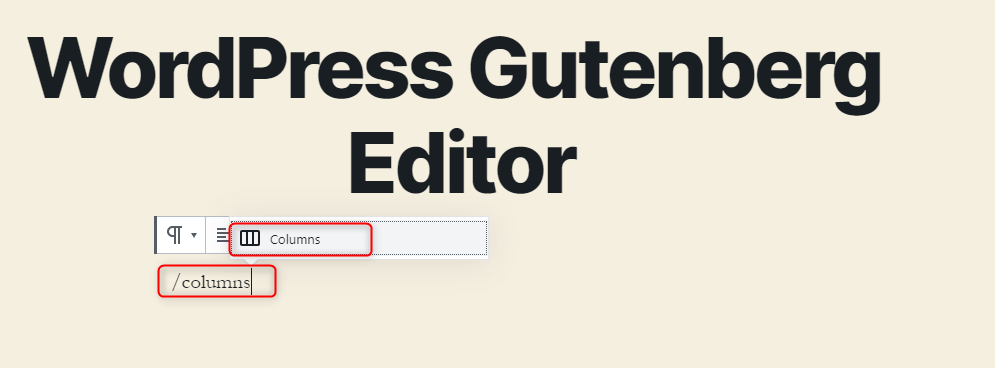 WordPress Gutenberg Editor - Adding the columns block