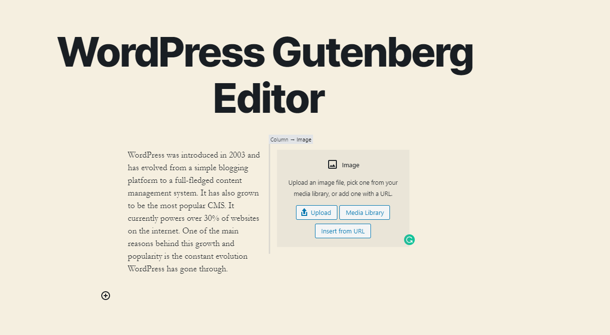 WordPress Gutenberg Editor - Adding the image block