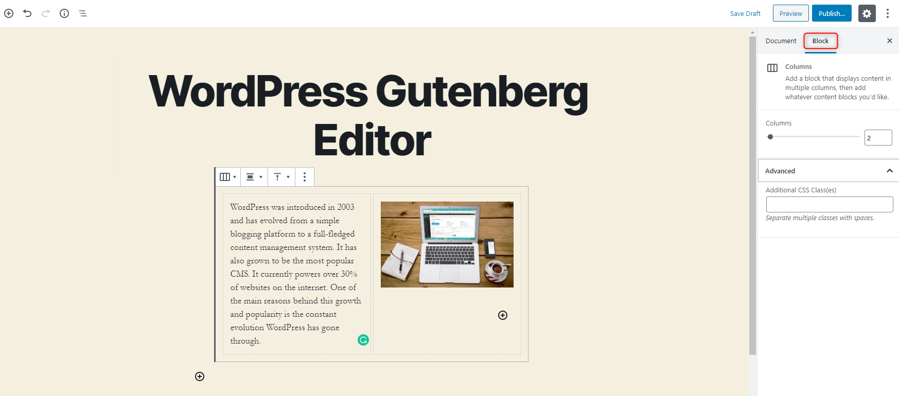 WordPress Gutenberg Editor - Customizing individual blocks