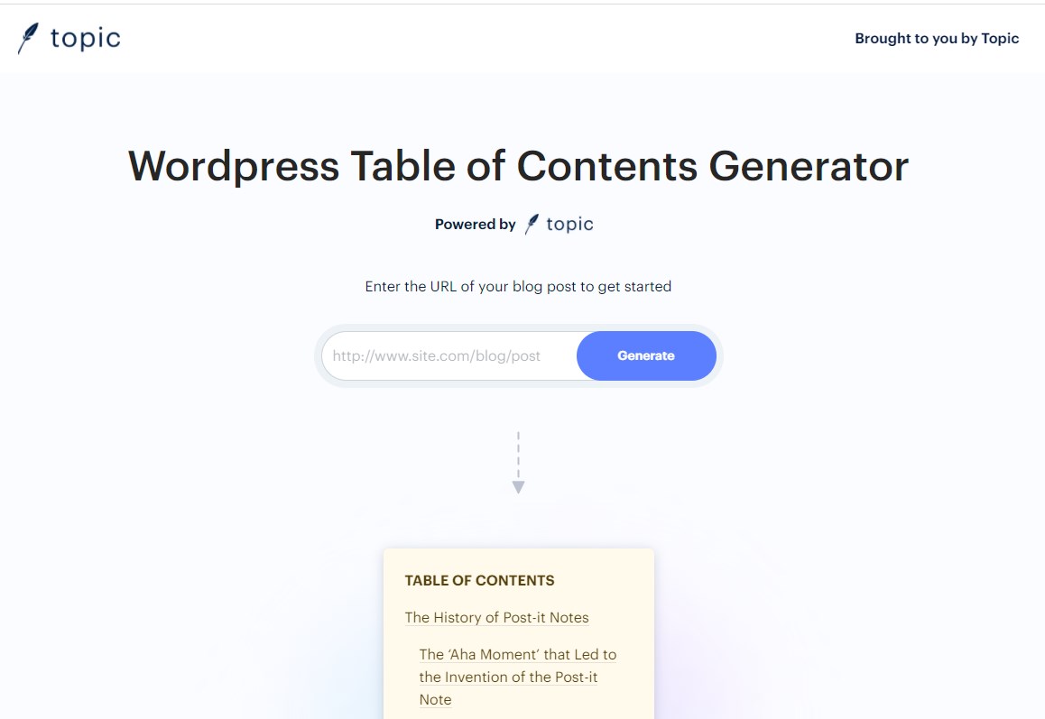 WordPress Table of Contents Generator