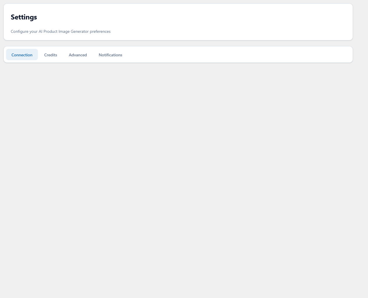 AI Images, Settings, Connection tab with both connection mode boxes