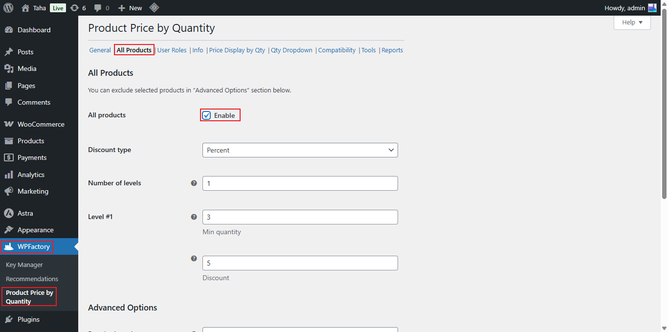all products tab