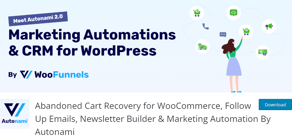 Abandoned Cart Recovery for WooCommerce, Follow Up Emails, Newsletter Builder & Marketing Automation By Autonami
